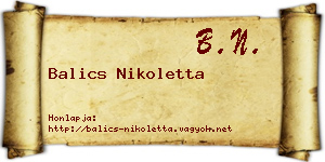 Balics Nikoletta névjegykártya
