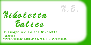 nikoletta balics business card